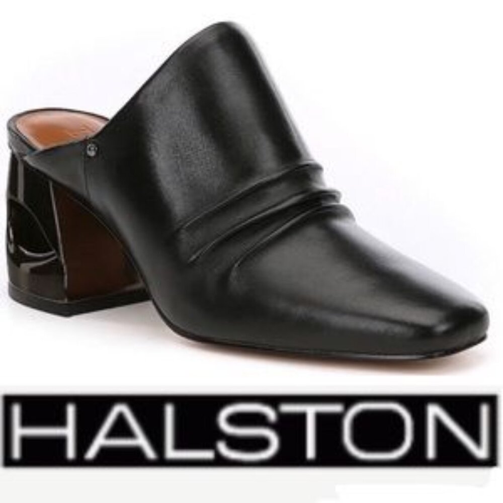 Halston Kelsey Leather Mules 9M